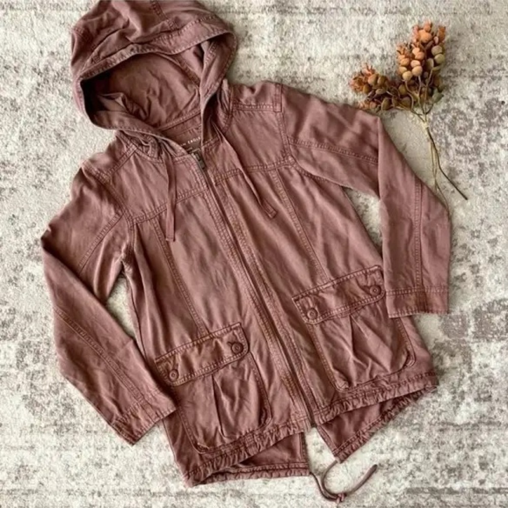 American Eagle Purple Hooded Utility Jacket